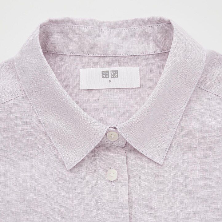 White Uniqlo 100pct Premium Linen Long Sleeved Shirt | KWCLP-0132