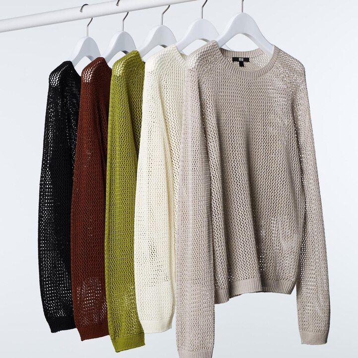 White Uniqlo 3d Knit Seamless Mesh Crew Neck Jumper | DONIV-9564