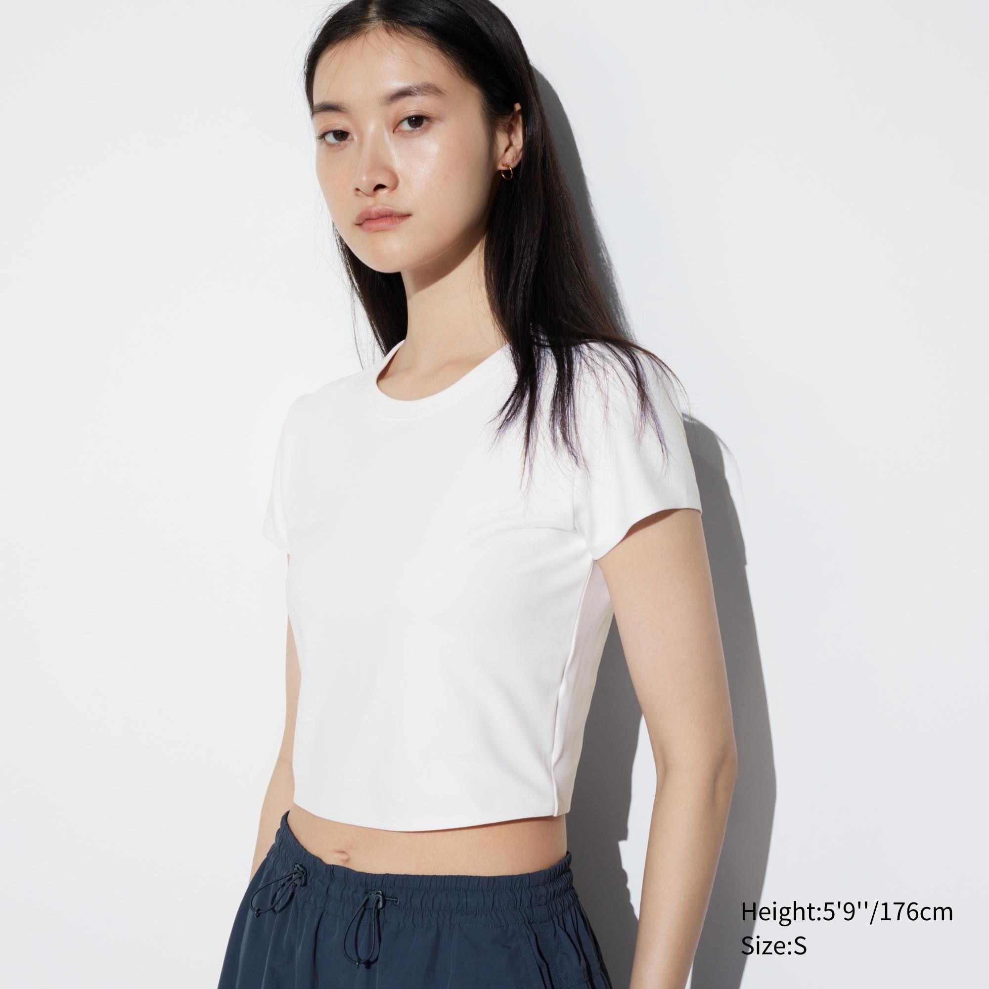 White Uniqlo Airism Ultra Soft Cropped T-Shirt | NYCXS-8206