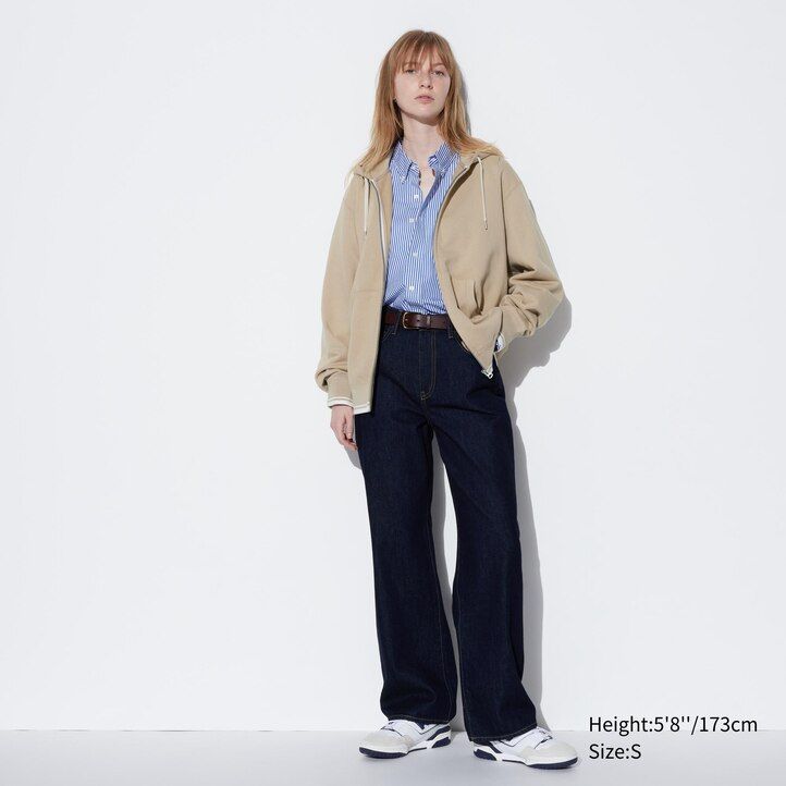 White Uniqlo Colour Block Zipped Hoodie | GLEUJ-0256