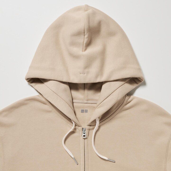 White Uniqlo Colour Block Zipped Hoodie | GLEUJ-0256