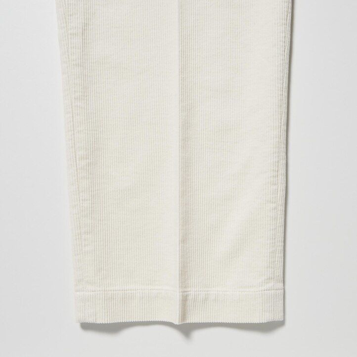 White Uniqlo Corduroy Pleated Wide Leg Trousers Long | GNRWV-1840