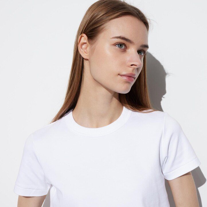 White Uniqlo Crew Neck Short Sleeved T-Shirt | XMIEC-2350