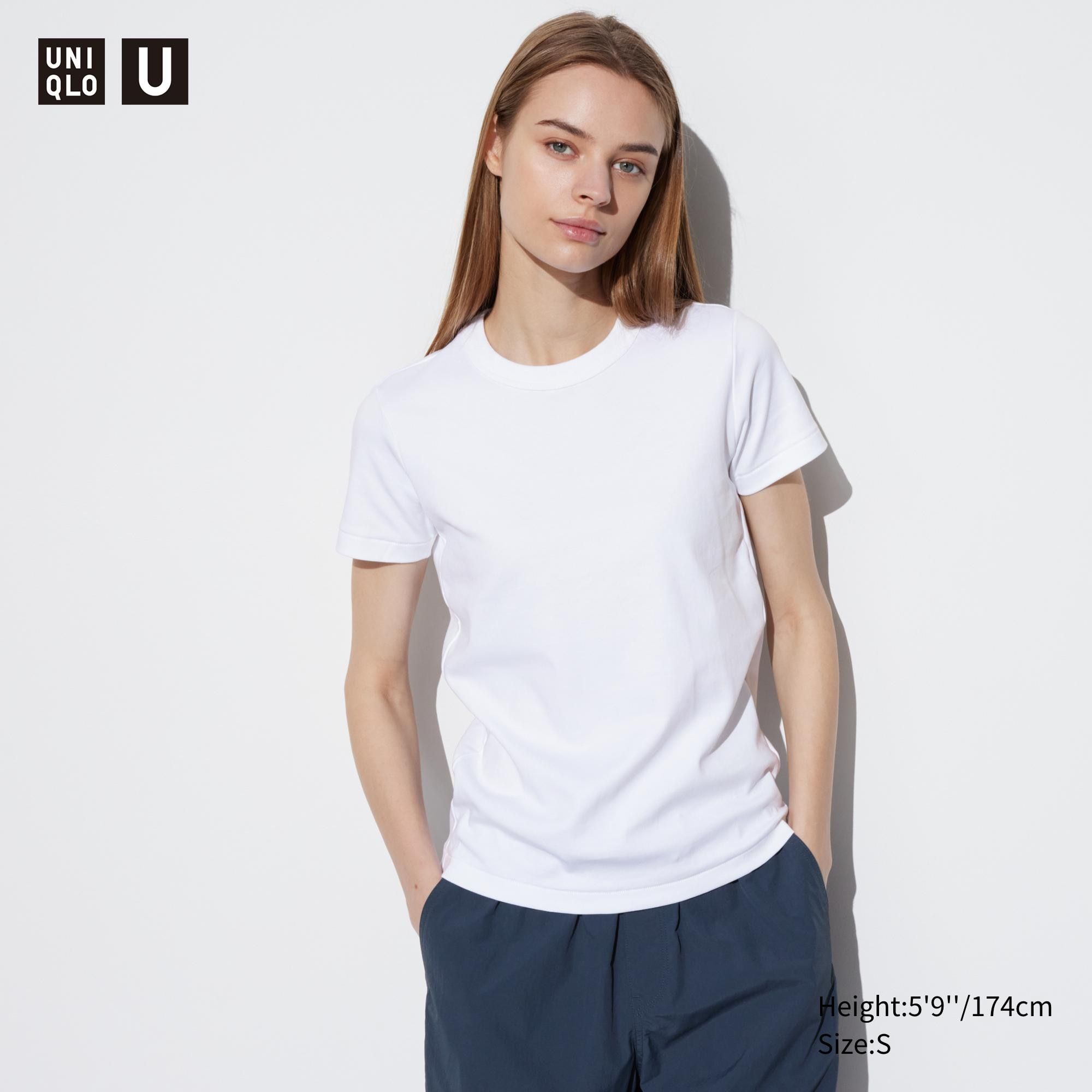 White Uniqlo Crew Neck Short Sleeved T-Shirt | XMIEC-2350
