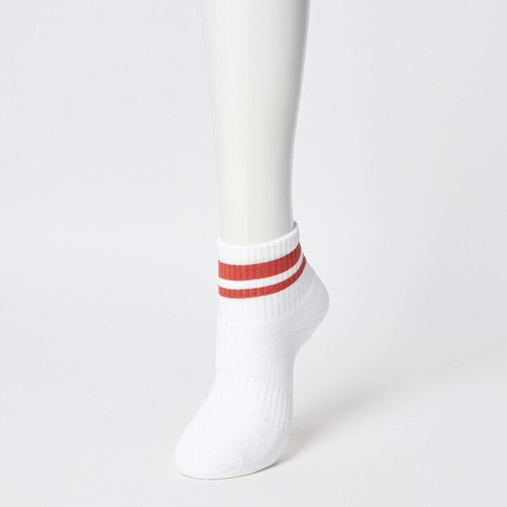 White Uniqlo Crew Pile Line Socks Three Pairs | PQCTK-2908