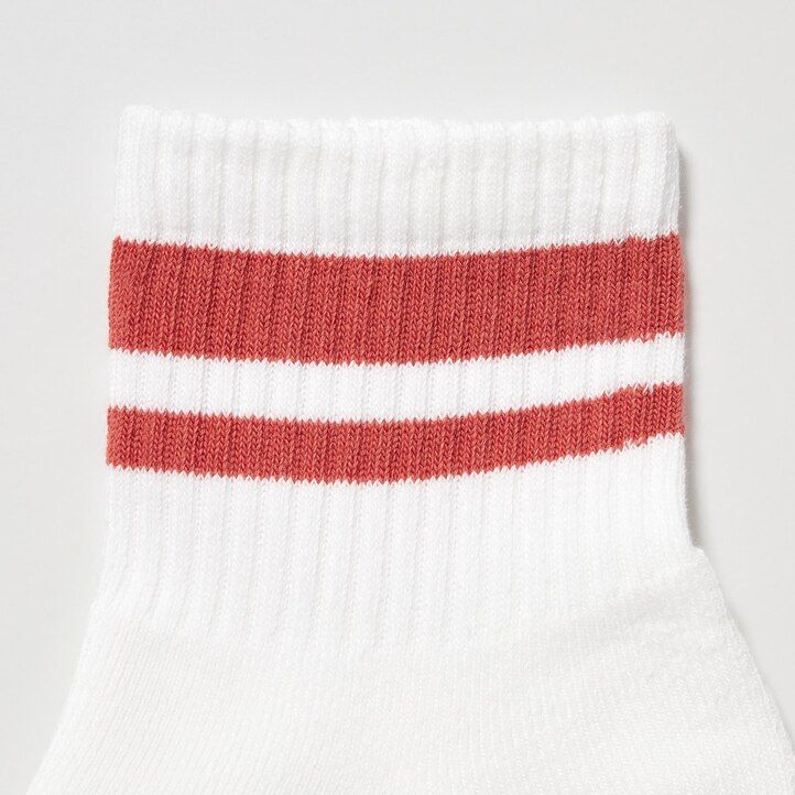White Uniqlo Crew Pile Line Socks Three Pairs | PQCTK-2908