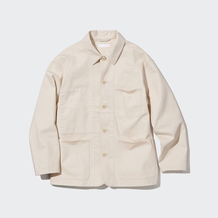 White Uniqlo Denim Utility Jacket | XIWER-1564