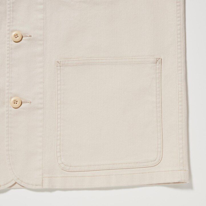 White Uniqlo Denim Utility Jacket | XIWER-1564
