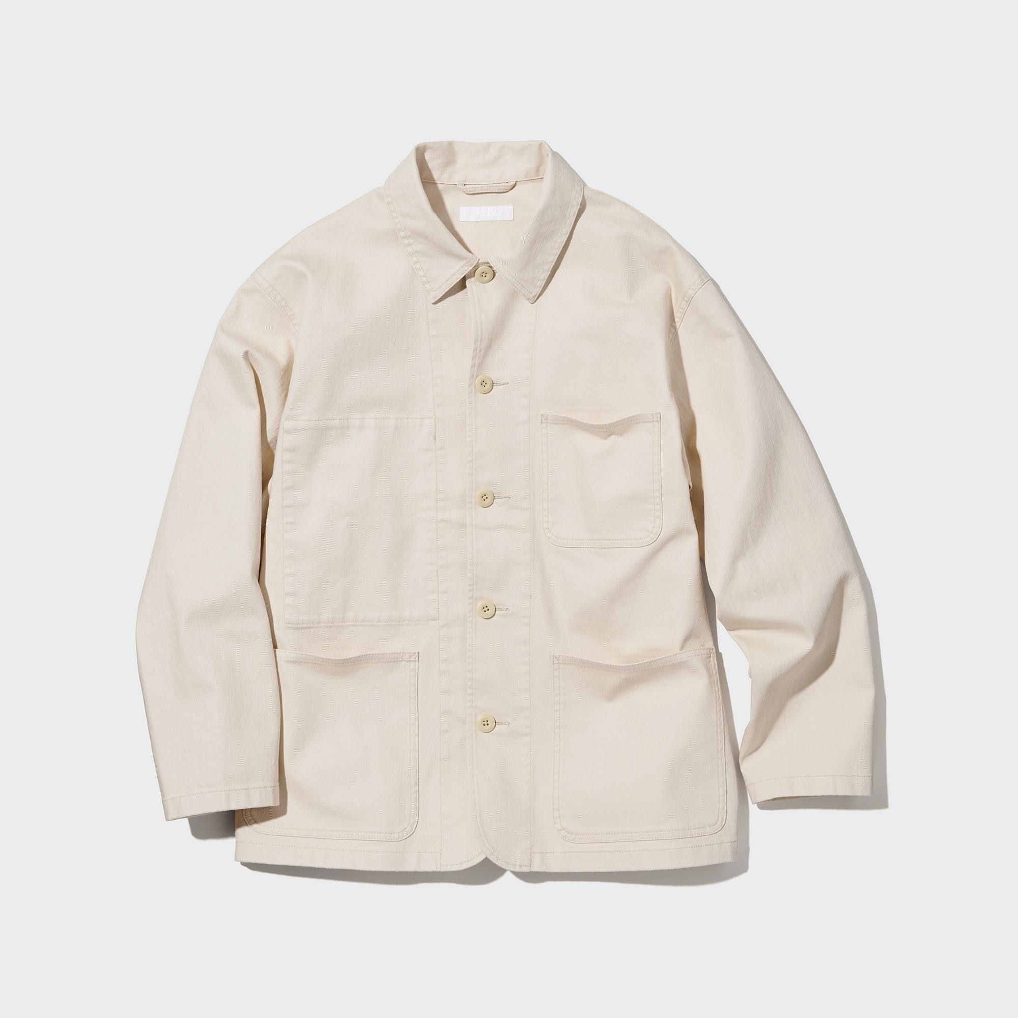 White Uniqlo Denim Utility Jacket | XIWER-1564