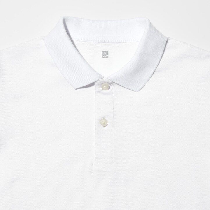 White Uniqlo Dry Pique Polo Shirt | PMHQW-8076