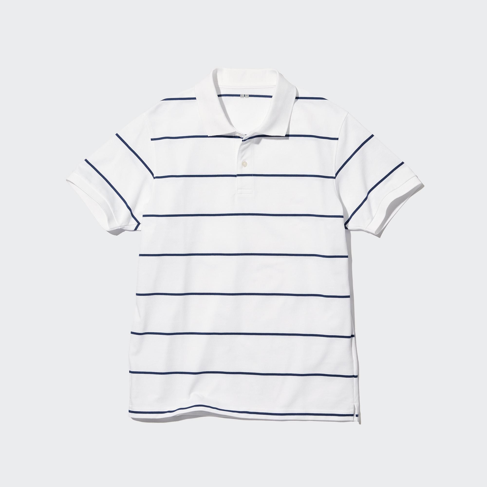 White Uniqlo Dry Pique Striped Polo Shirt | DGUNT-8692