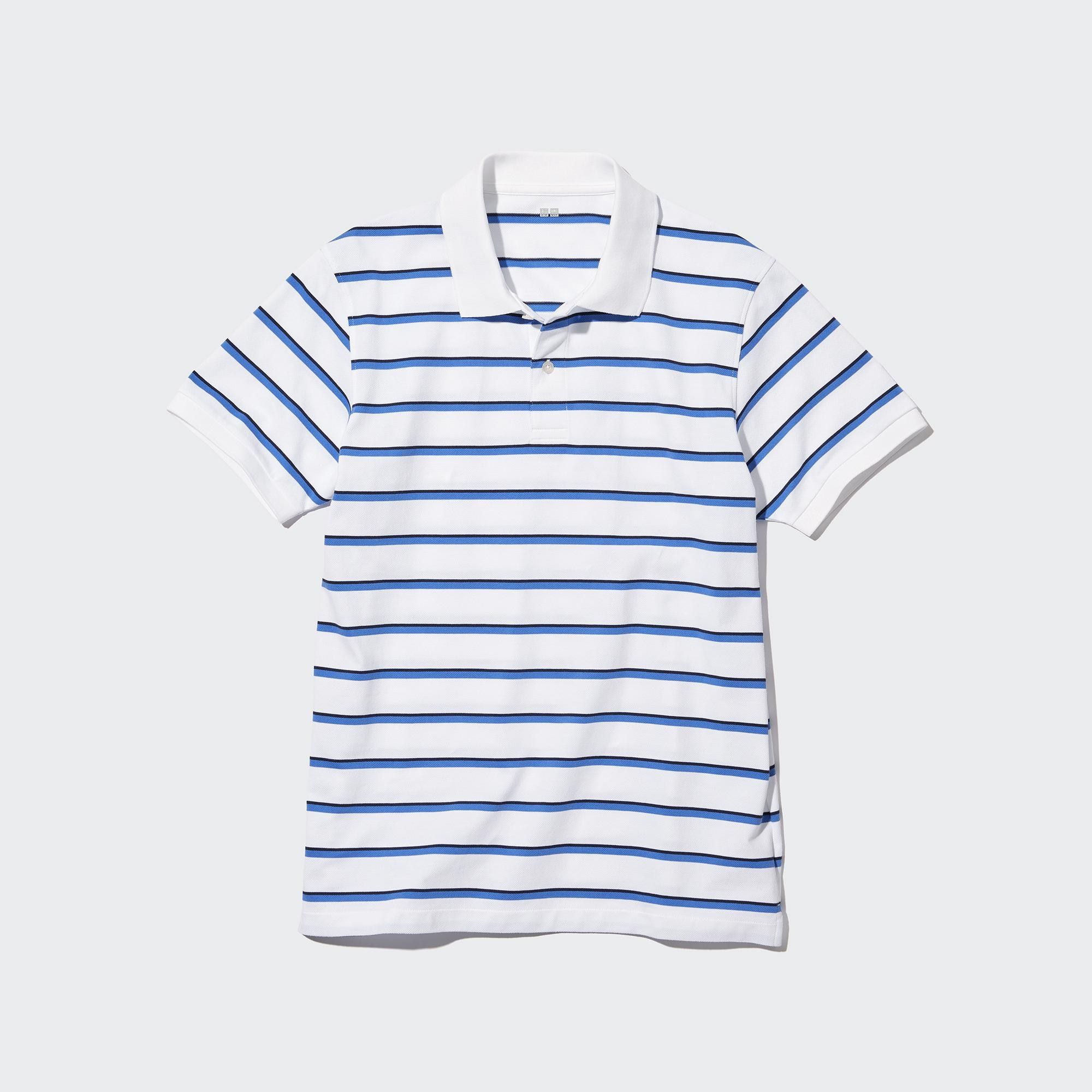 White Uniqlo Dry Pique Striped Polo Shirt | JAIBG-2051