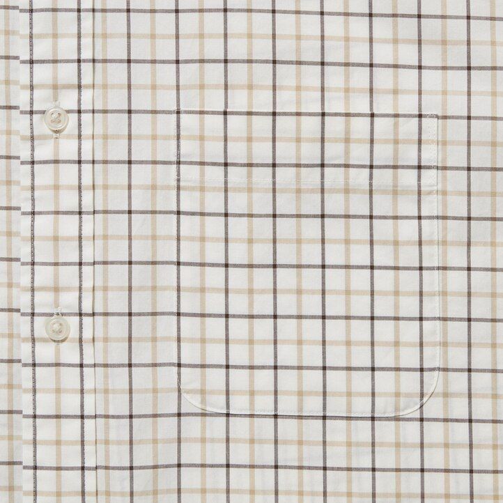 White Uniqlo Extra Fine Cotton Broadcloth Regular Fit Checked Shirt Button Down Collar | GURHY-7358