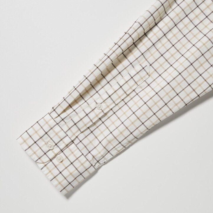 White Uniqlo Extra Fine Cotton Broadcloth Regular Fit Checked Shirt Button Down Collar | GURHY-7358