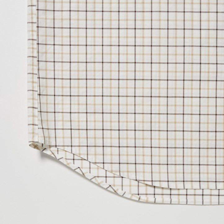 White Uniqlo Extra Fine Cotton Broadcloth Regular Fit Checked Shirt Button Down Collar | GURHY-7358
