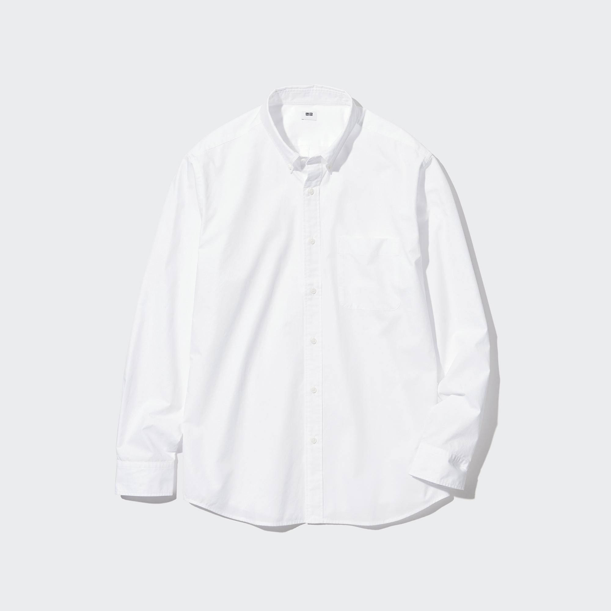 White Uniqlo Extra Fine Cotton Broadcloth Long Sleeve Shirt | AQFWB-9462