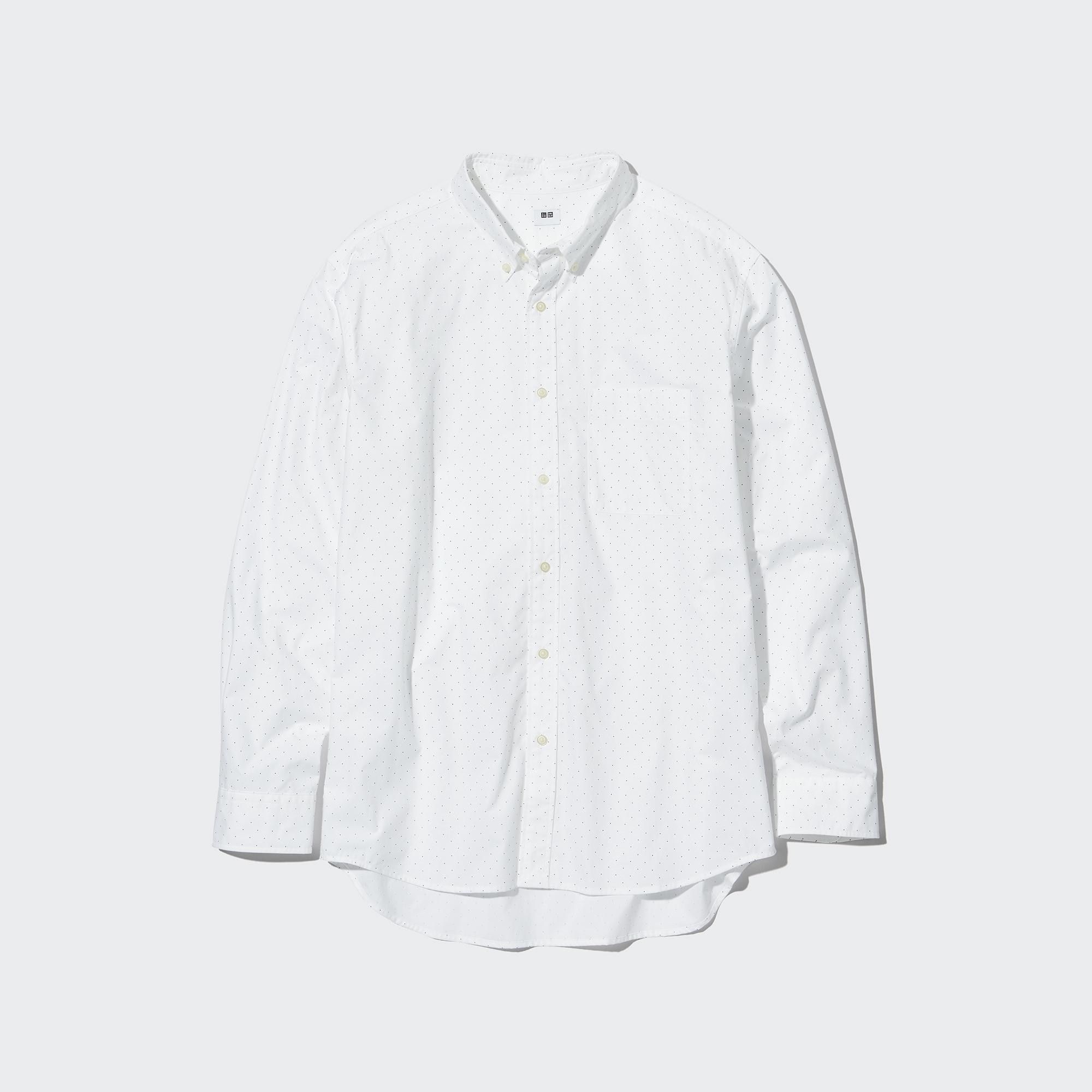 White Uniqlo Extra Fine Cotton Broadcloth Regular Fit Printed Shirt Regular Collar | UNHGL-9456