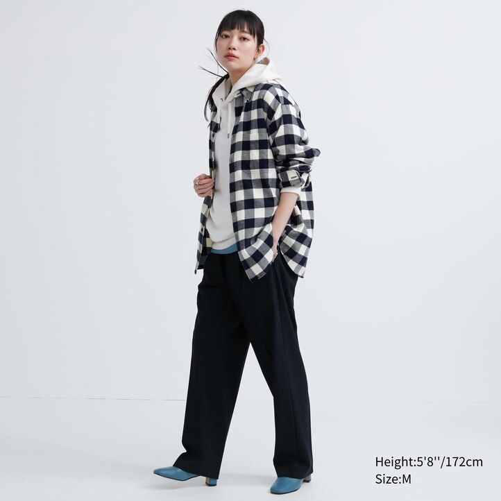 White Uniqlo Flannel Regular Fit Checked Shirt Regular Collar | DIBAV-1798