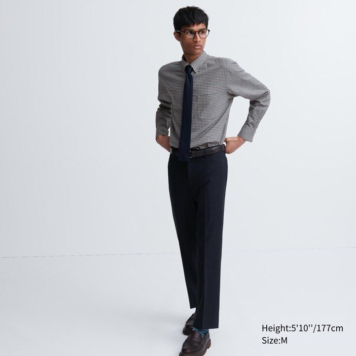 White Uniqlo Flannel Regular Fit Checked Shirt Button Down Collar | KPXYU-7651