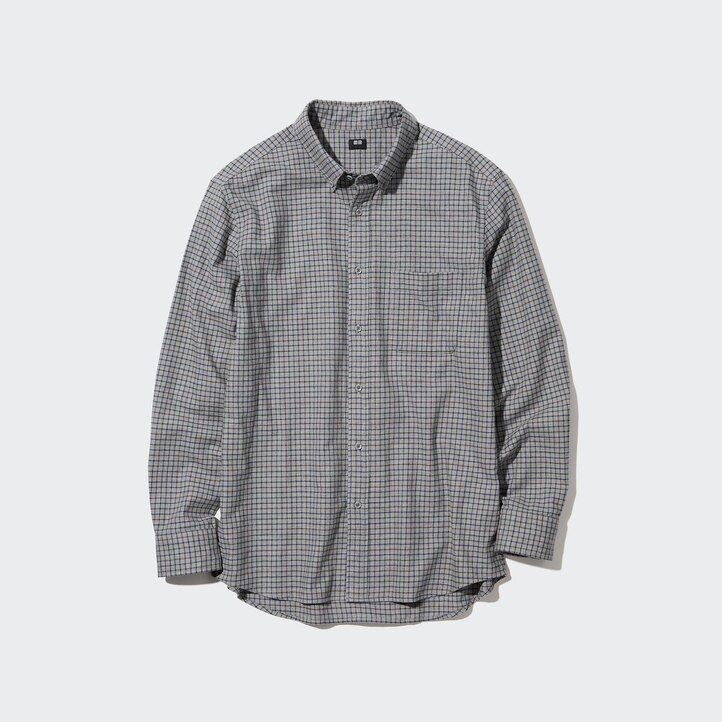 White Uniqlo Flannel Regular Fit Checked Shirt Button Down Collar | KPXYU-7651