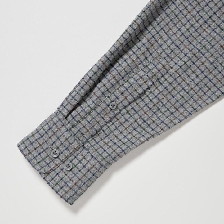 White Uniqlo Flannel Regular Fit Checked Shirt Button Down Collar | KPXYU-7651