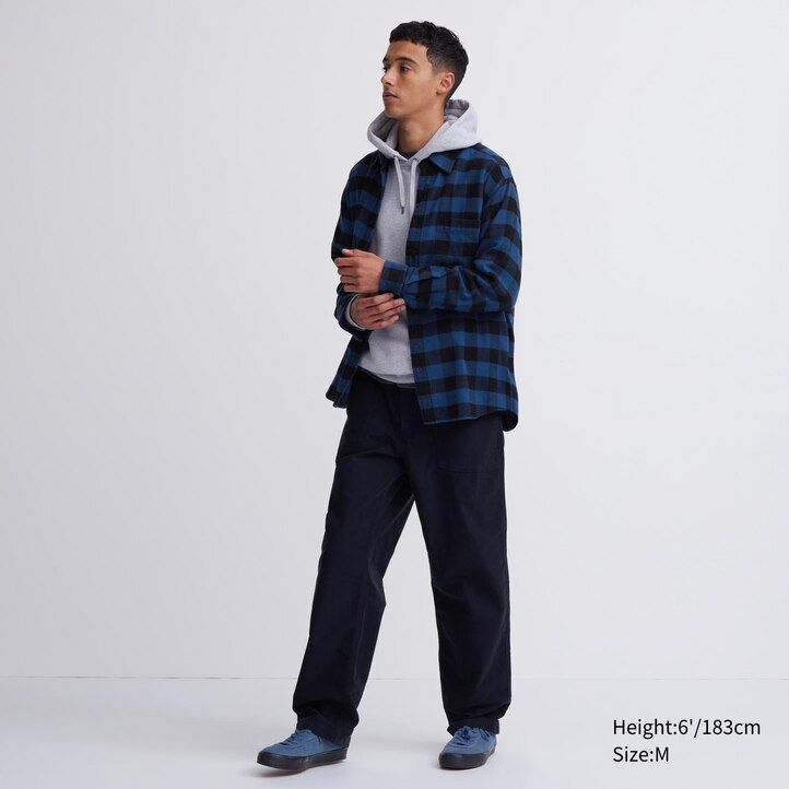 White Uniqlo Flannel Regular Fit Checked Shirt Regular Collar | XBJGA-7408