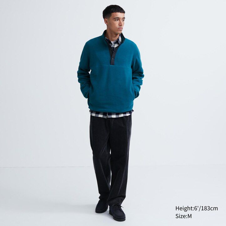 White Uniqlo Fleece Button Up Pullover | SWZKU-2403