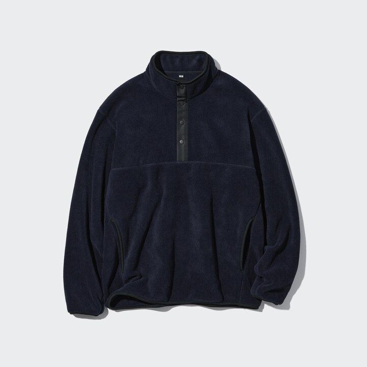 White Uniqlo Fleece Button Up Pullover | SWZKU-2403