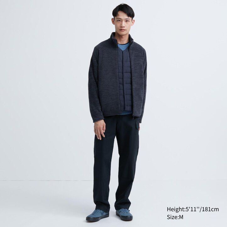 White Uniqlo Fleece Heather Zipped Jacket | YABSL-0518