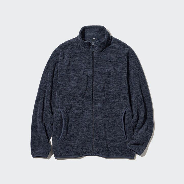 White Uniqlo Fleece Heather Zipped Jacket | YABSL-0518