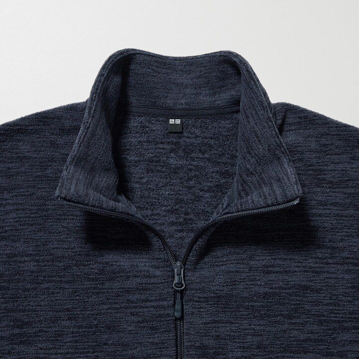White Uniqlo Fleece Heather Zipped Jacket | YABSL-0518