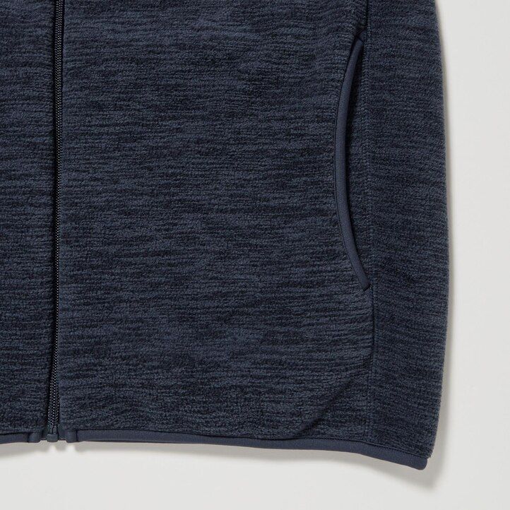 White Uniqlo Fleece Heather Zipped Jacket | YABSL-0518