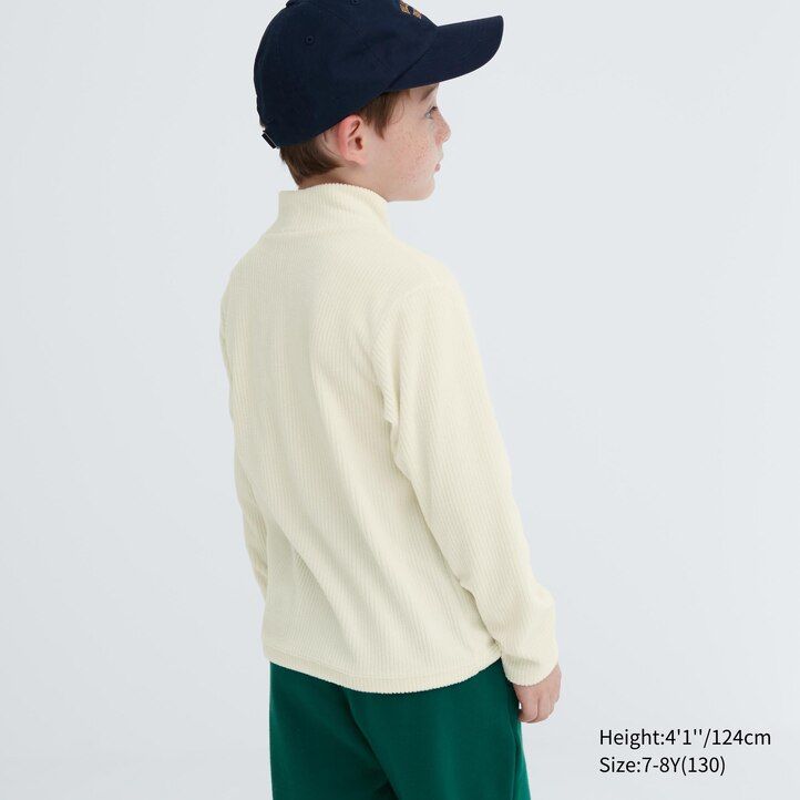 White Uniqlo Fleece Ribbed High Neck Long Sleeved T-Shirt | GADBI-3417