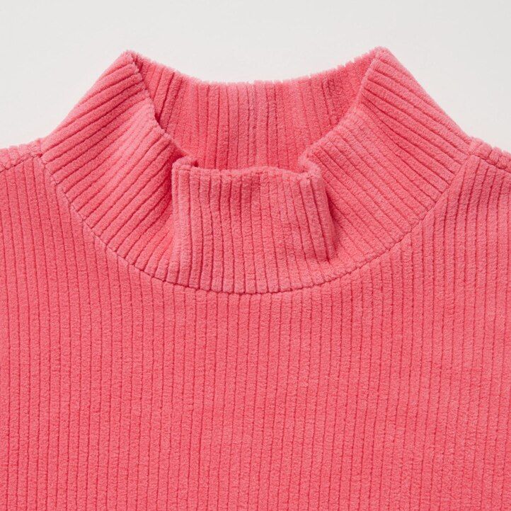 White Uniqlo Fleece Ribbed High Neck Long Sleeved T-Shirt | GADBI-3417