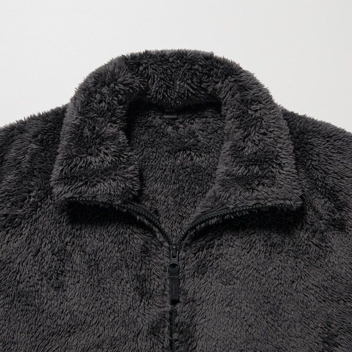 White Uniqlo Fluffy Fleece Zipped Jacket | EXAJS-1290