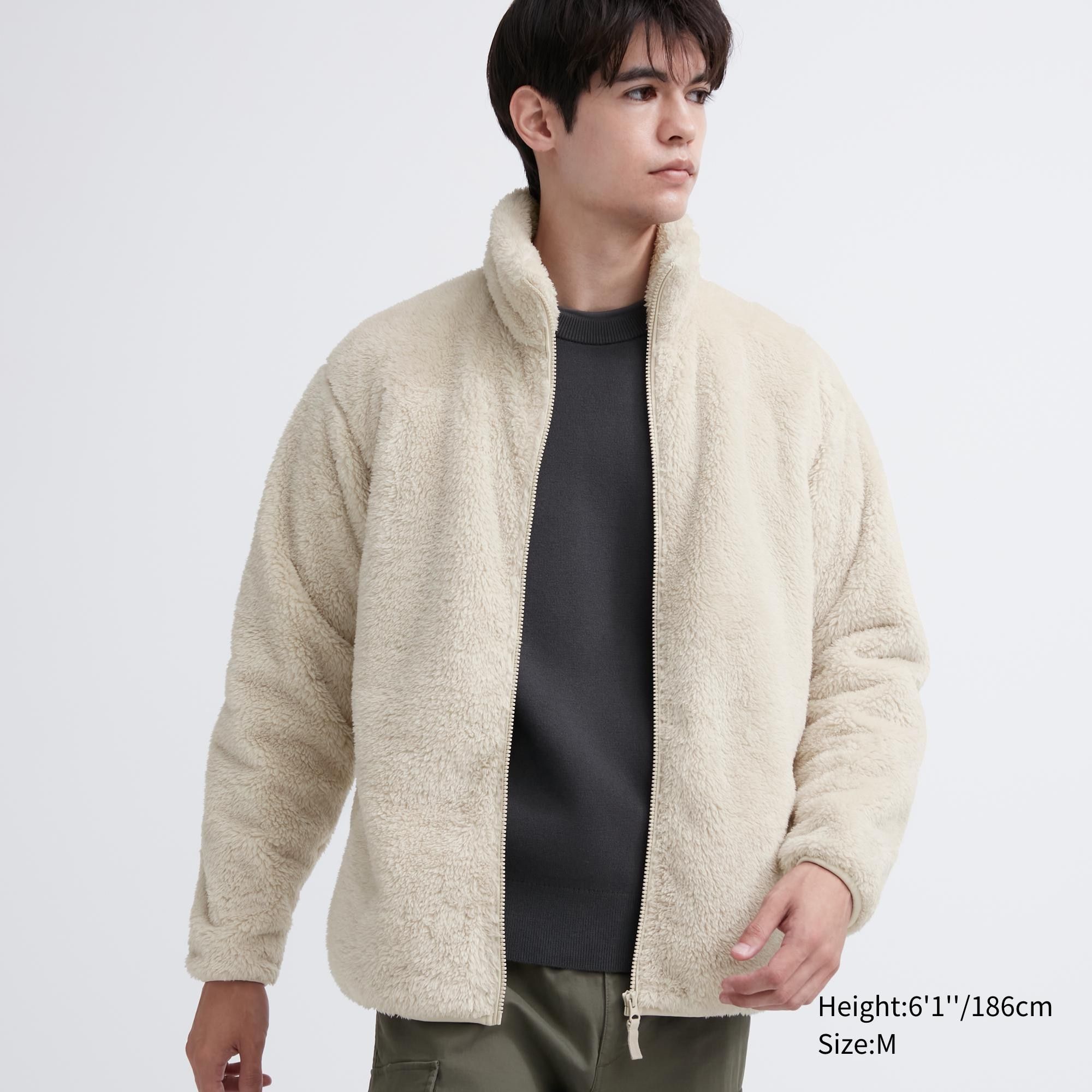 White Uniqlo Fluffy Fleece Zipped Jacket | EXAJS-1290