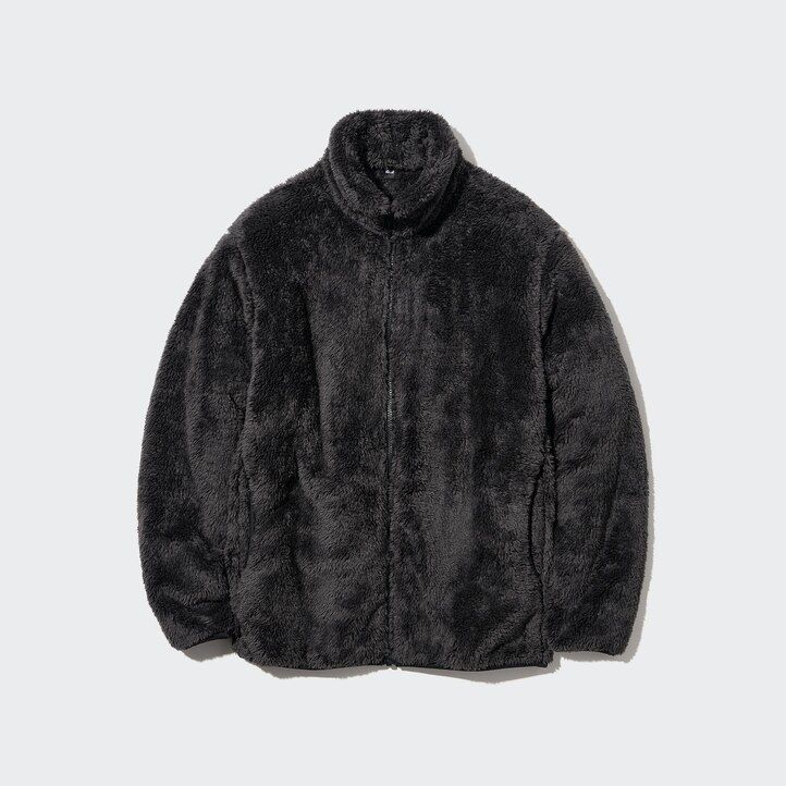 White Uniqlo Fluffy Fleece Zipped Jacket | MCAKT-6784