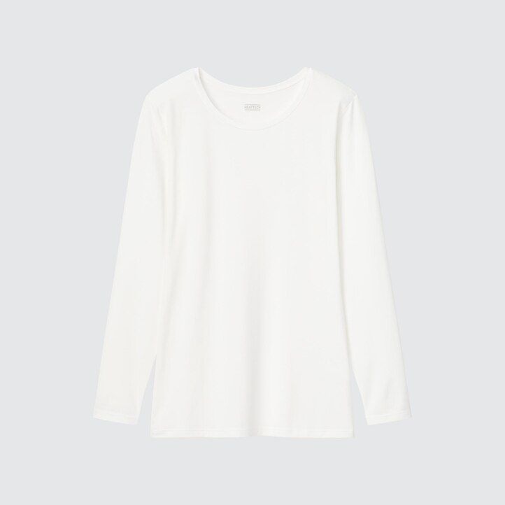 White Uniqlo Heattech Crew Neck Long Sleeved Thermal Top | BYXDL-5136
