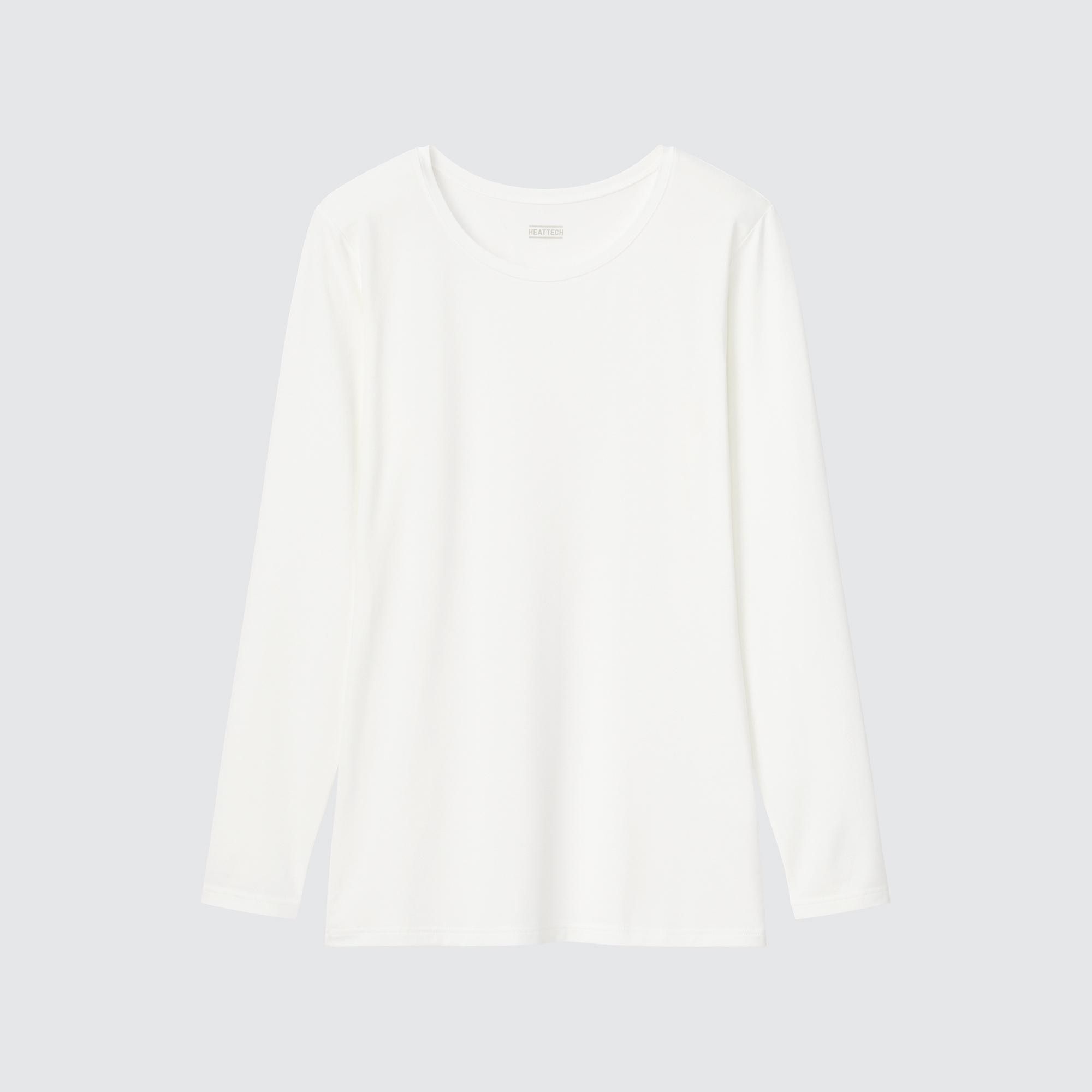 White Uniqlo Heattech Crew Neck Long Sleeved Thermal Top | BYXDL-5136