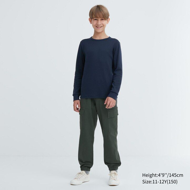 White Uniqlo Heattech Extra Warm Cotton Waffle Crew Neck Long Sleeved Thermal Top | UIXSJ-4172