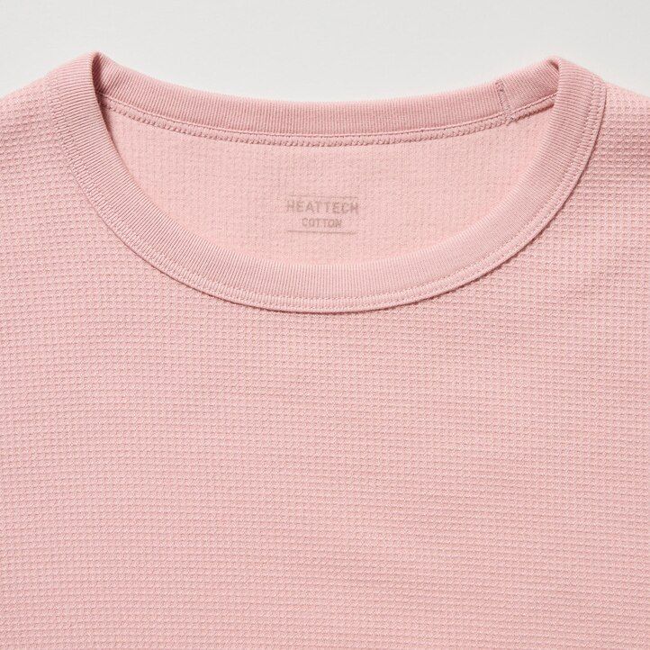 White Uniqlo Heattech Extra Warm Cotton Waffle Crew Neck Long Sleeved Thermal Top | UIXSJ-4172