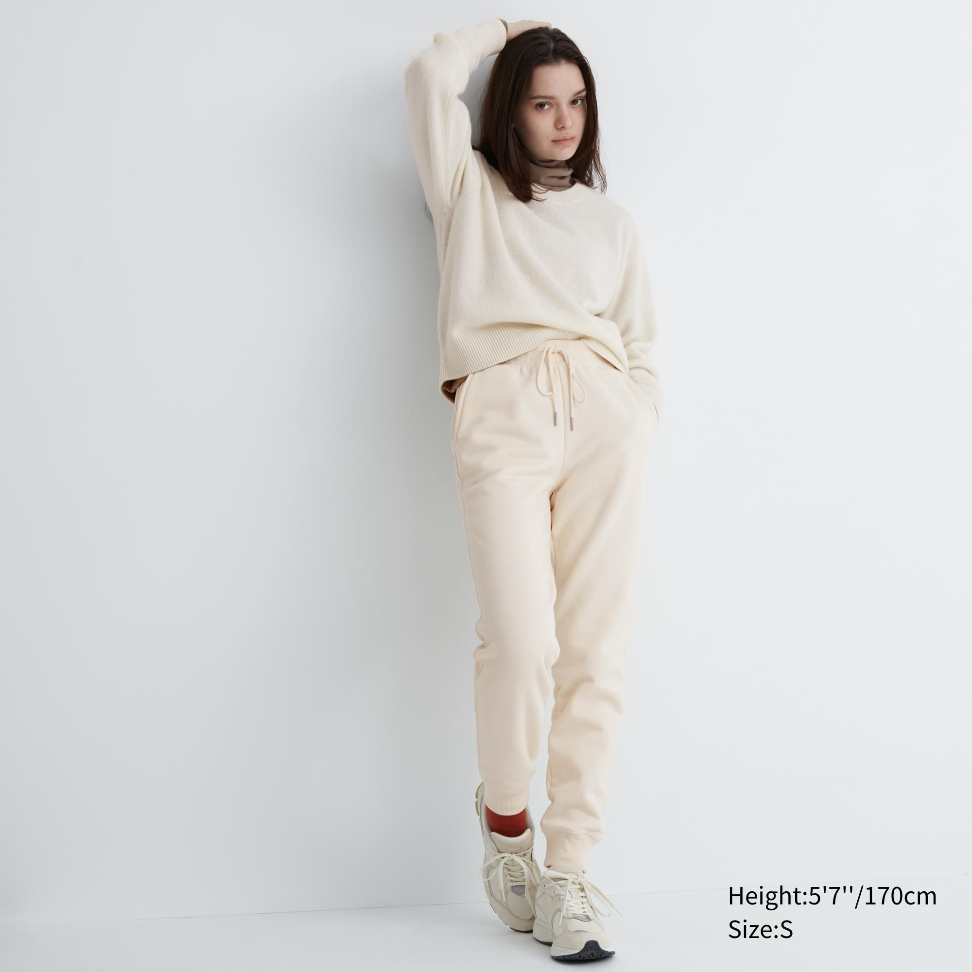 White Uniqlo Heattech Pile Lined Joggers | TFVAN-7240