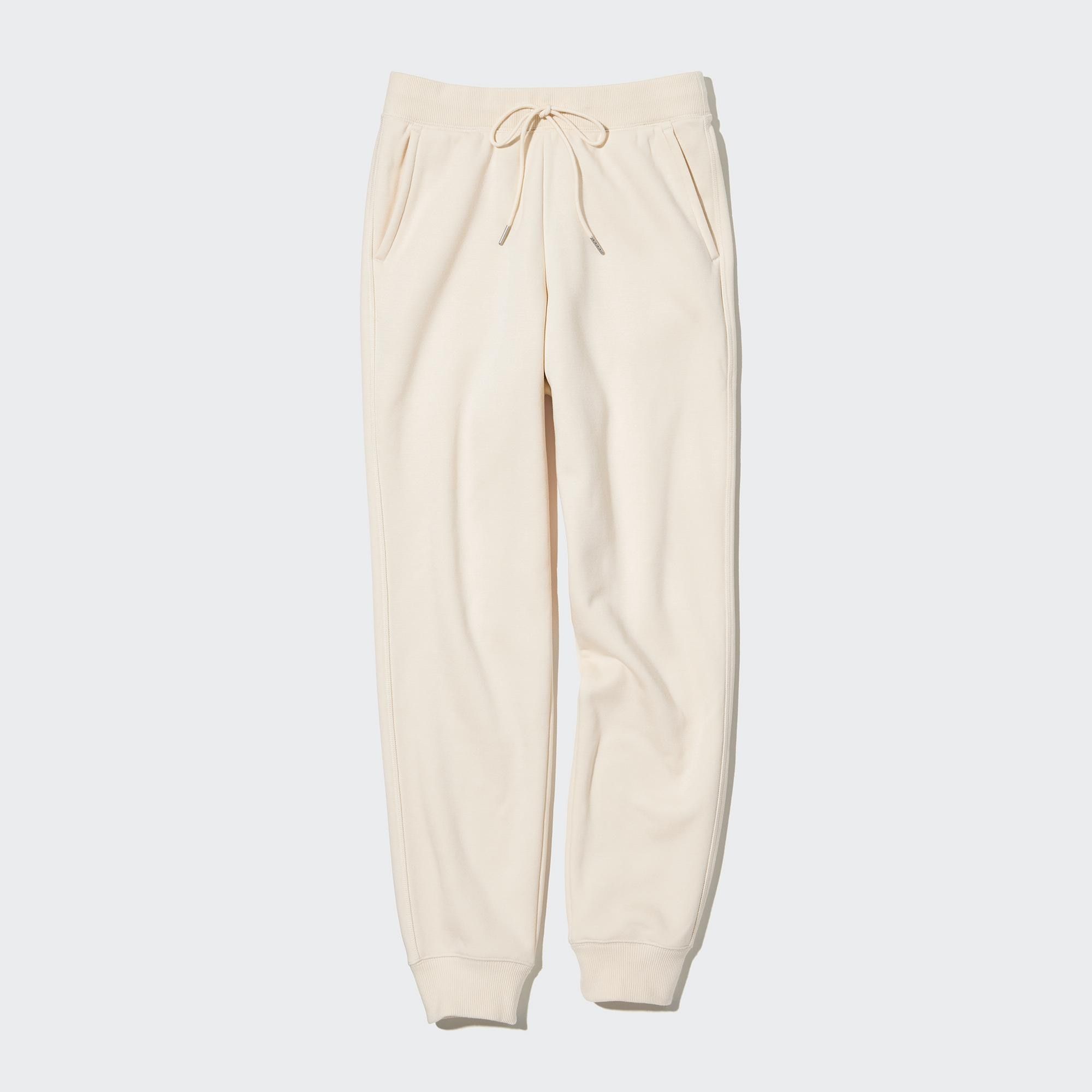 White Uniqlo Heattech Pile Lined Joggers | CSENK-7539