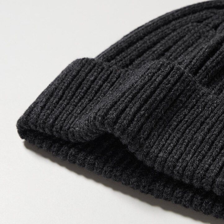 White Uniqlo Heattech Ribbed Beanie Hat | BIYDO-7903