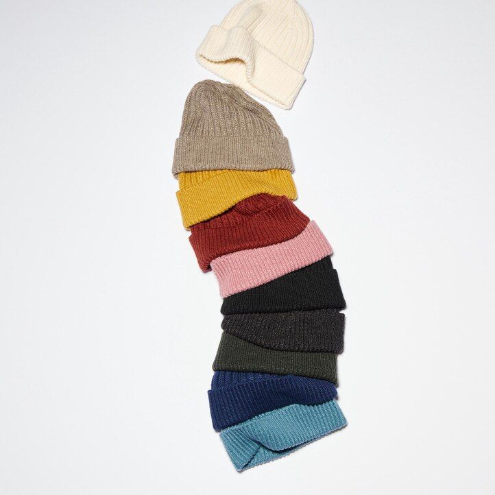 White Uniqlo Heattech Ribbed Beanie Hat | BIYDO-7903