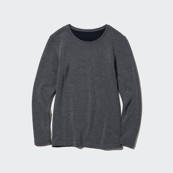 White Uniqlo Heattech Ultra Warm Crew Neck Long Sleeved Thermal Top | AFIRY-6821