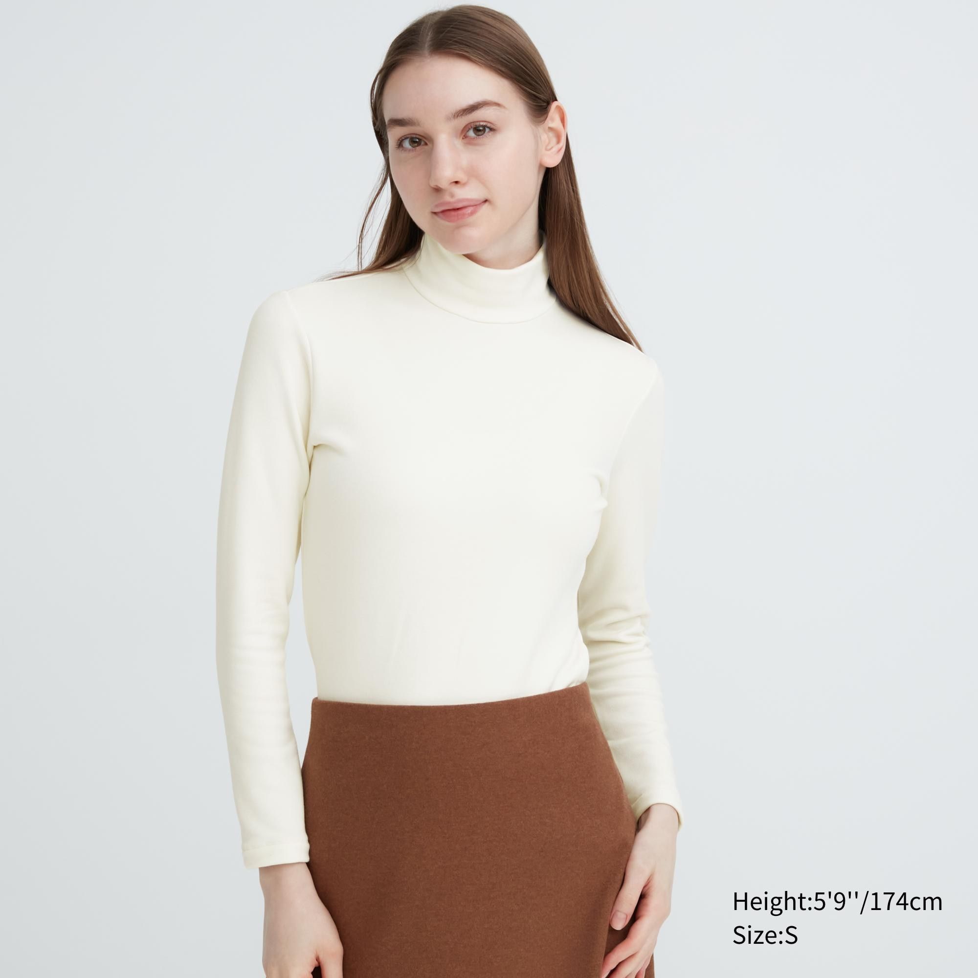 White Uniqlo Heattech Ultra Warm High Neck Long Sleeved Thermal Top | YSJFR-5326