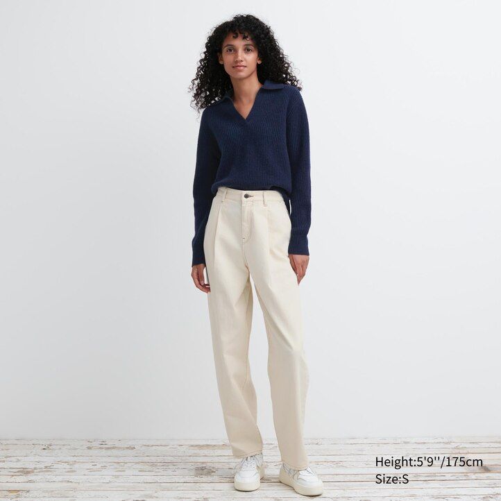 White Uniqlo Lambswool Knitted Polo | XCLGY-2910