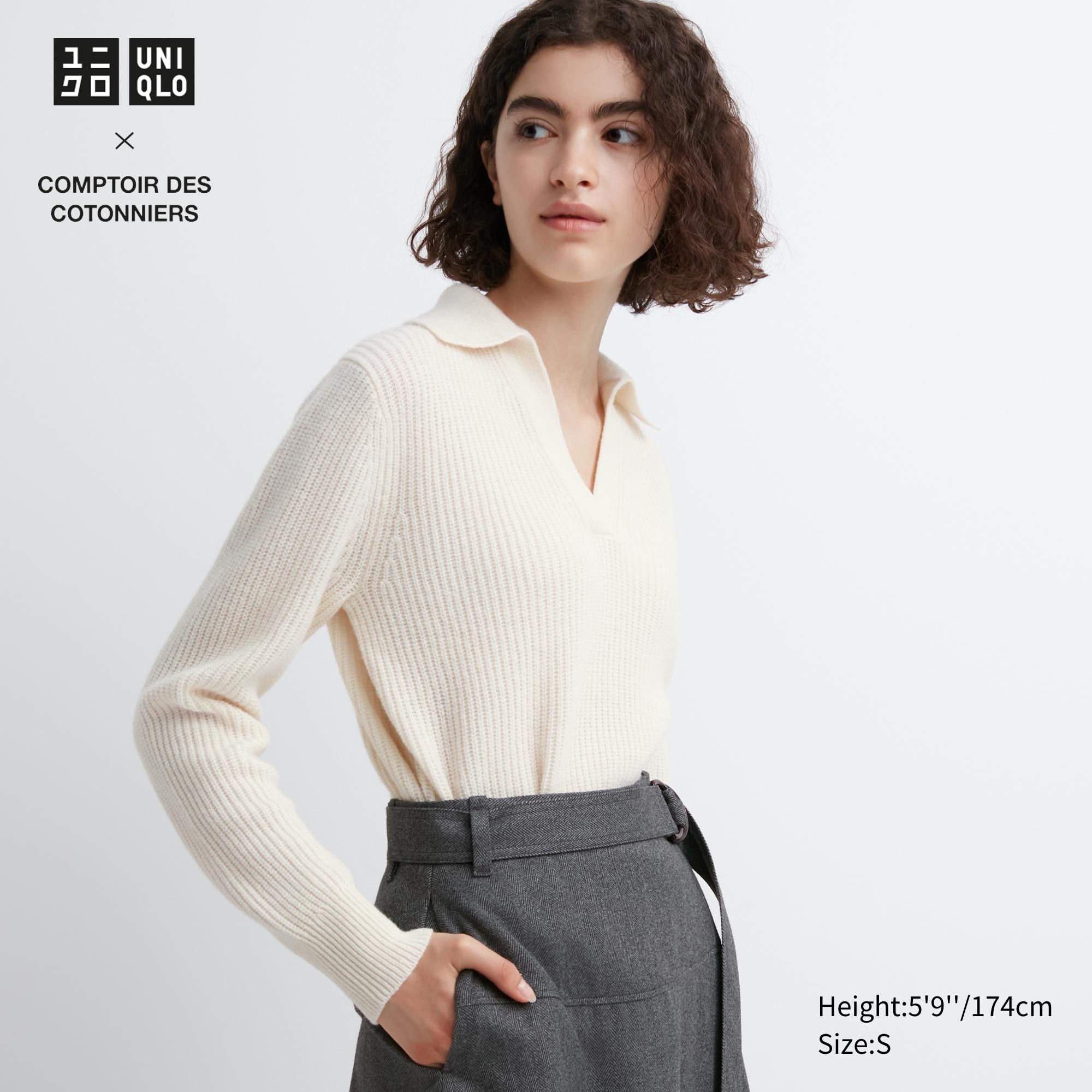 White Uniqlo Lambswool Knitted Polo | XCLGY-2910