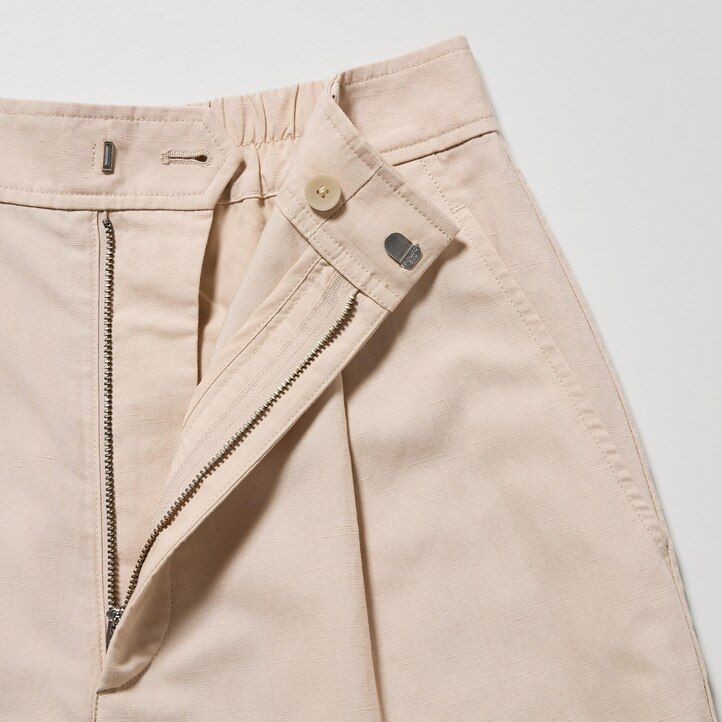 White Uniqlo Linen Blend High Waisted Shorts | NFIZP-3876